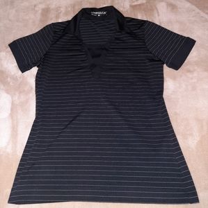 Nike gold dri-fit black striped polo small